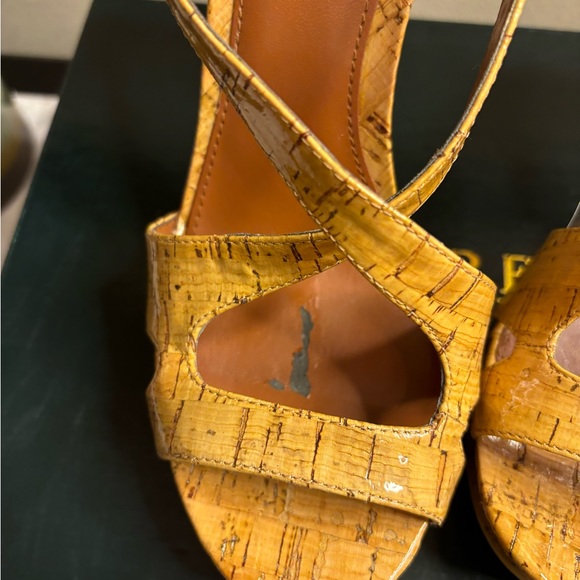 Ralph Lauren tan cork coated platform sandals; very nice and easy to walk in - Picture 6 of 10